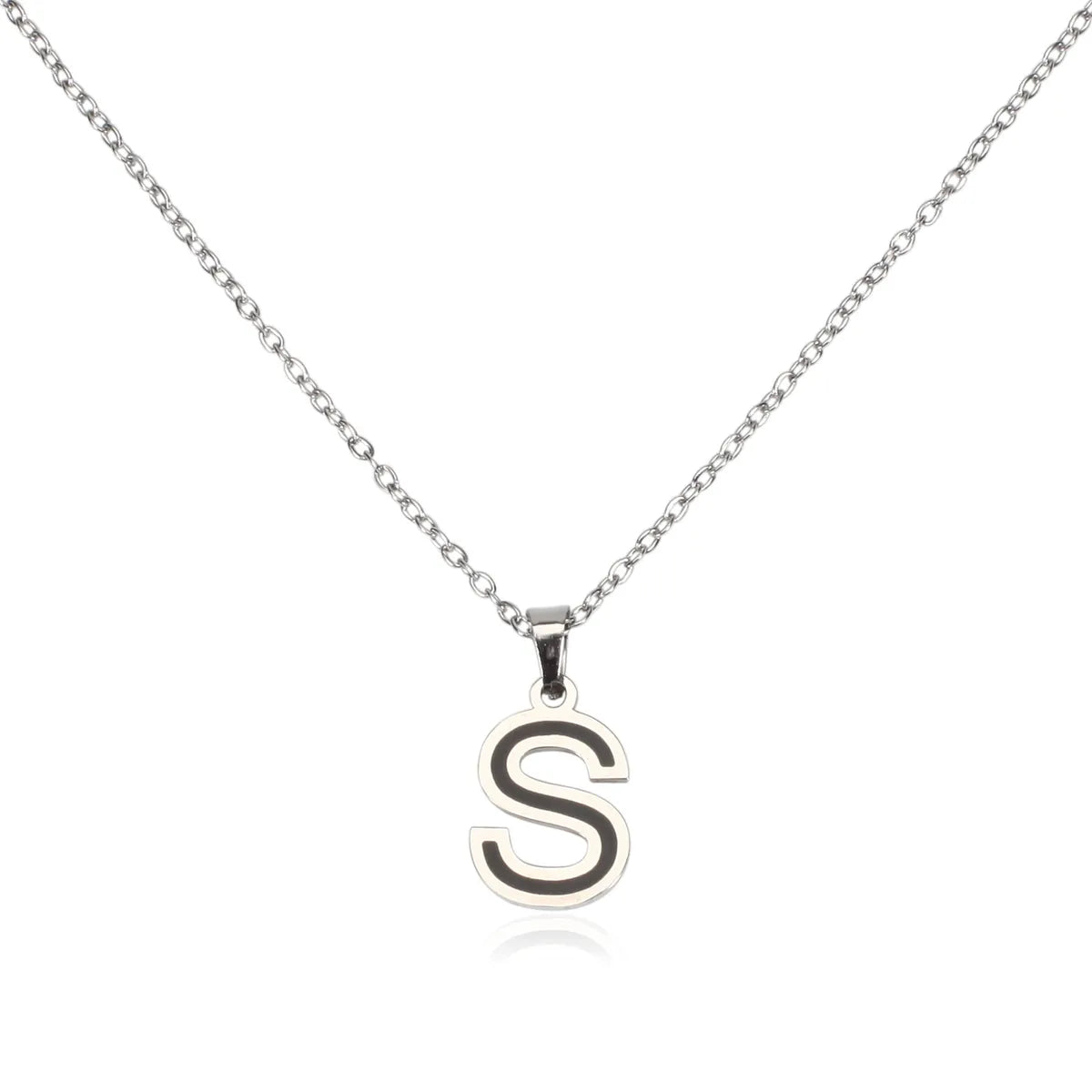 304 Stainless Steel Sweet Polishing Letter Pendant Necklace