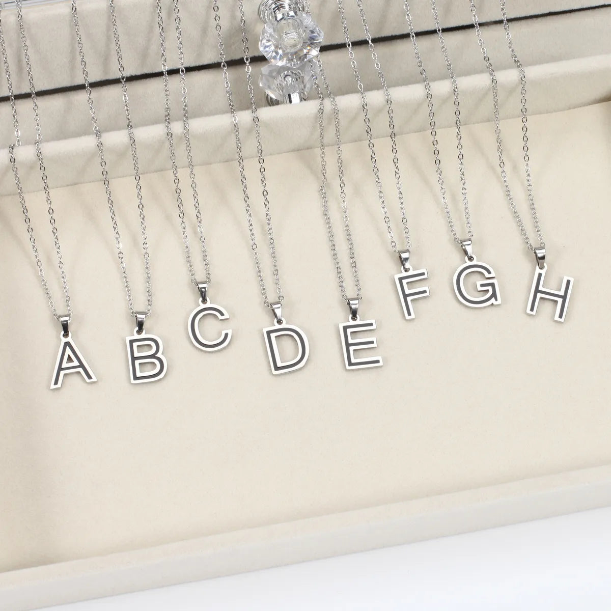 304 Stainless Steel Sweet Polishing Letter Pendant Necklace