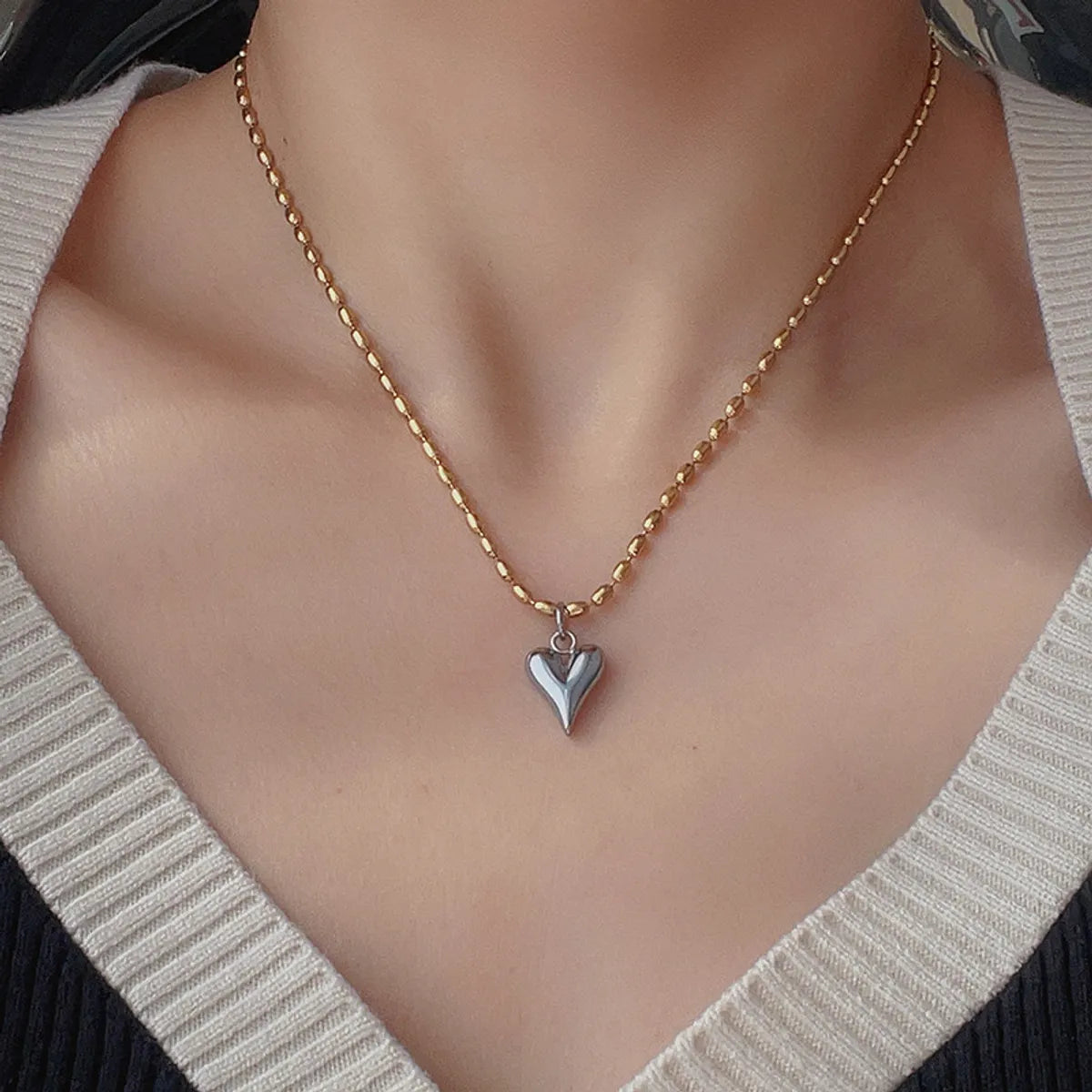 304 Stainless Steel Titanium Steel 18K Gold Plated Basic Modern Style Classic Style Heart Shape Pendant Necklace