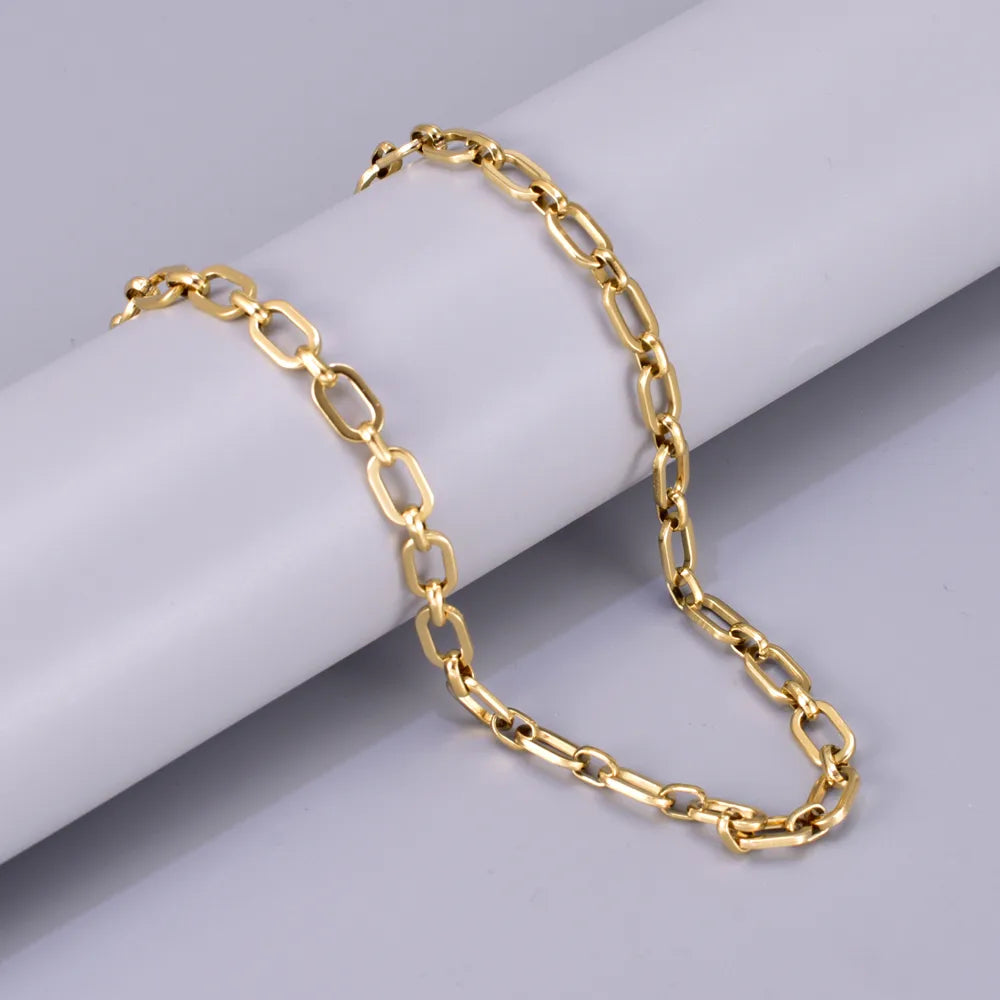 304 Stainless Steel Titanium Steel 18K Gold Plated Basic Simple Style Classic Style Plating Solid Color Bracelets Necklace