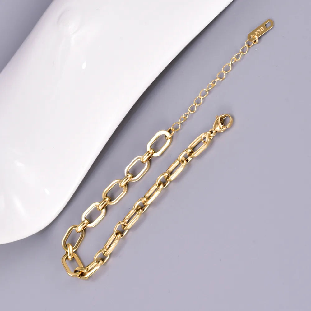 304 Stainless Steel Titanium Steel 18K Gold Plated Basic Simple Style Classic Style Plating Solid Color Bracelets Necklace