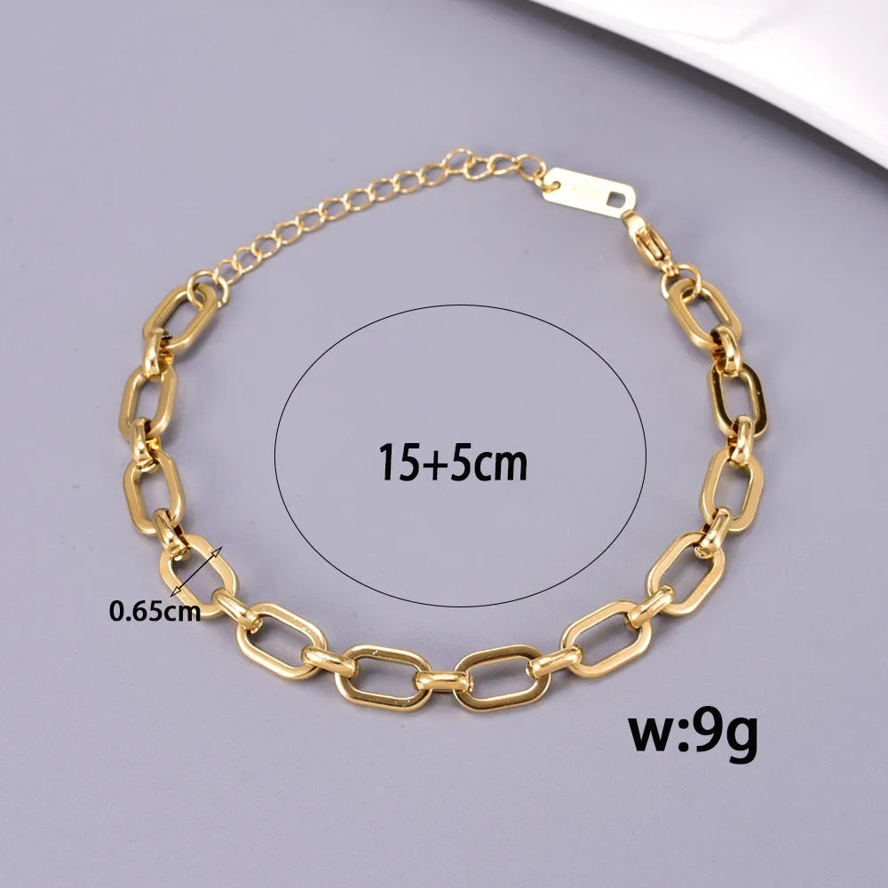 304 Stainless Steel Titanium Steel 18K Gold Plated Basic Simple Style Classic Style Plating Solid Color Bracelets Necklace