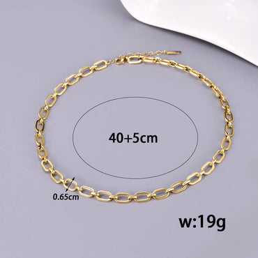 304 Stainless Steel Titanium Steel 18K Gold Plated Basic Simple Style Classic Style Plating Solid Color Bracelets Necklace