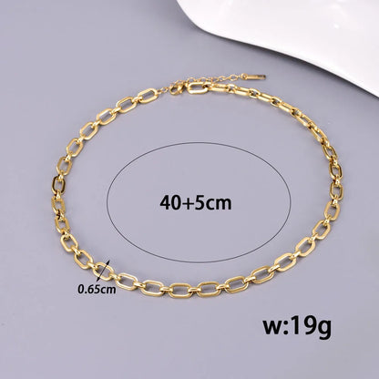 304 Stainless Steel Titanium Steel 18K Gold Plated Basic Simple Style Classic Style Plating Solid Color Bracelets Necklace