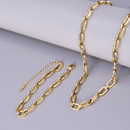 304 Stainless Steel Titanium Steel 18K Gold Plated Basic Simple Style Classic Style Plating Solid Color Bracelets Necklace