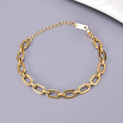 304 Stainless Steel Titanium Steel 18K Gold Plated Basic Simple Style Classic Style Plating Solid Color Bracelets Necklace