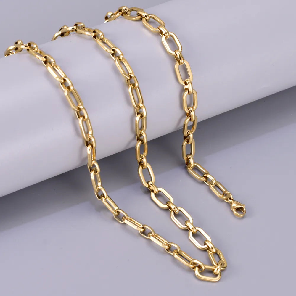 304 Stainless Steel Titanium Steel 18K Gold Plated Basic Simple Style Classic Style Plating Solid Color Bracelets Necklace