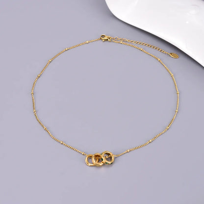 304 Stainless Steel Titanium Steel 18K Gold Plated Elegant Simple Style Plating Inlay Solid Color Rhinestones Pendant Necklace