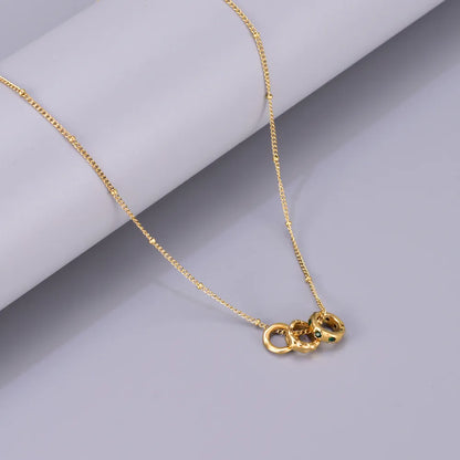 304 Stainless Steel Titanium Steel 18K Gold Plated Elegant Simple Style Plating Inlay Solid Color Rhinestones Pendant Necklace