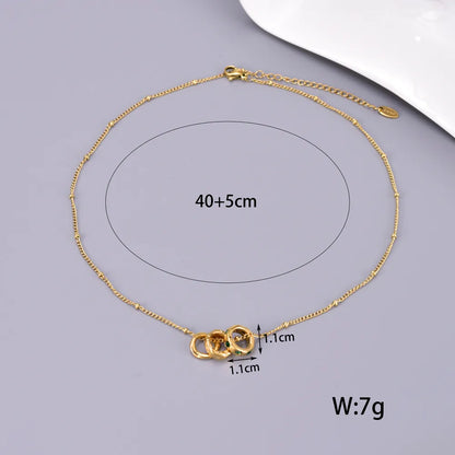 304 Stainless Steel Titanium Steel 18K Gold Plated Elegant Simple Style Plating Inlay Solid Color Rhinestones Pendant Necklace