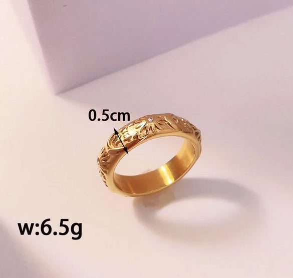 304 Stainless Steel Titanium Steel 18K Gold Plated Simple Style Classic Style Commute Inlay Sun Star Moon Zircon Rings