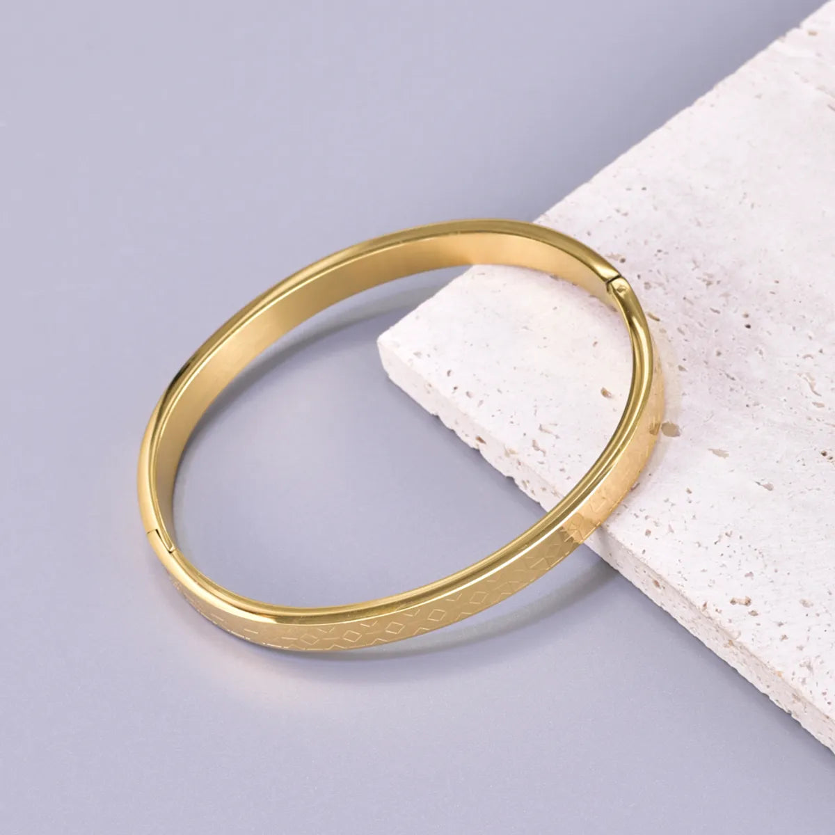 304 Stainless Steel Titanium Steel 18K Gold Plated Simple Style Classic Style Plating Solid Color Bangle