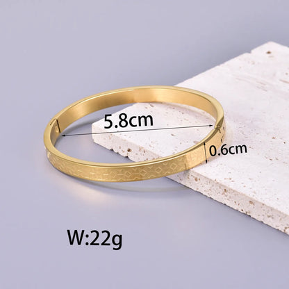 304 Stainless Steel Titanium Steel 18K Gold Plated Simple Style Classic Style Plating Solid Color Bangle