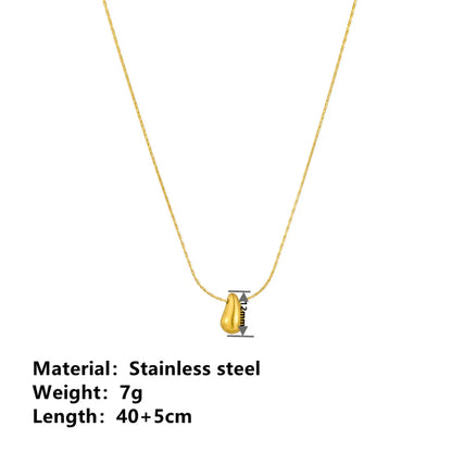 304 Stainless Steel Titanium Steel 18K Gold Plated Simple Style Plating Water Droplets Pendant Necklace