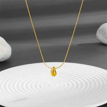 304 Stainless Steel Titanium Steel 18K Gold Plated Simple Style Plating Water Droplets Pendant Necklace