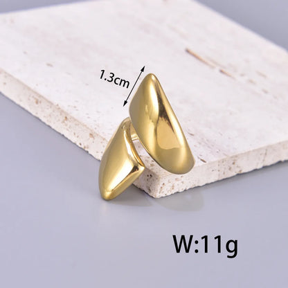 304 Stainless Steel Titanium Steel 18K Gold Plated Simple Style Round Open Rings