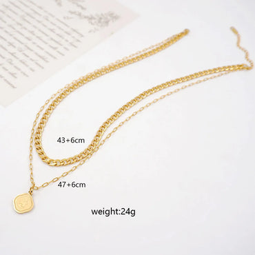 304 Stainless Steel Titanium Steel Gold Plated Casual Cute Modern Style Rabbit Double Layer Necklaces