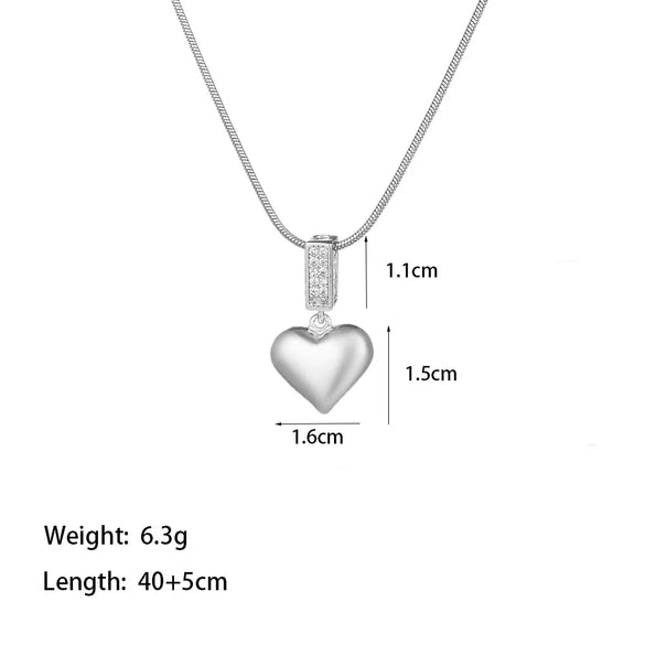 304 Stainless Steel 18K Gold Plated Cute Simple Style Commute Inlay Heart Shape Artificial Rhinestones Pendant Necklace