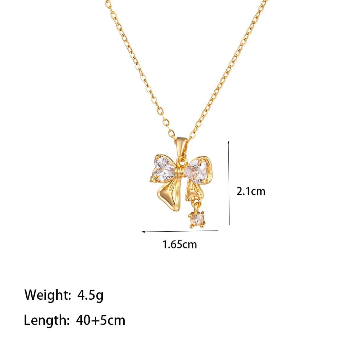 304 Stainless Steel 18K Gold Plated Elegant Artistic Commute Polishing Inlay Moon Dolphin Bow Knot Acrylic Artificial Rhinestones Pendant Necklace