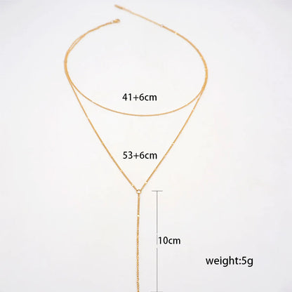 304 Stainless Steel Titanium Steel Gold Plated Modern Style Simple Style Classic Style Handmade Solid Color Double Layer Necklaces