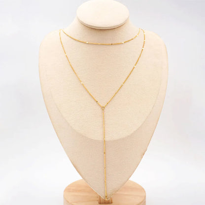 304 Stainless Steel Titanium Steel Gold Plated Modern Style Simple Style Classic Style Handmade Solid Color Double Layer Necklaces