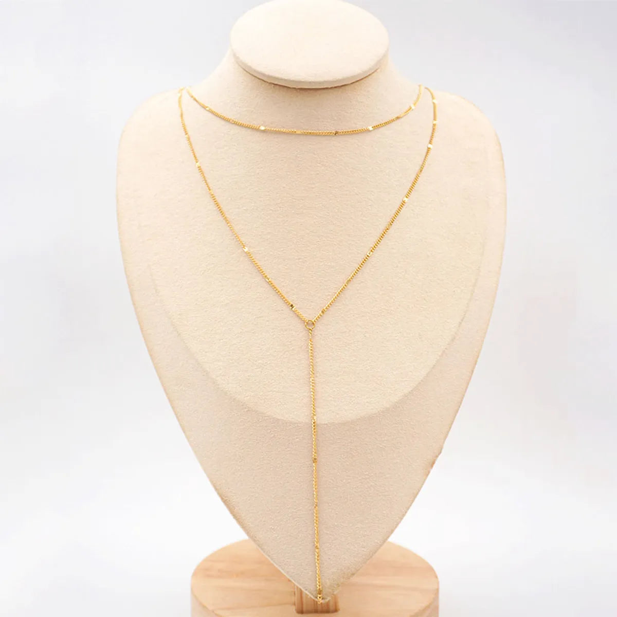 304 Stainless Steel Titanium Steel Gold Plated Modern Style Simple Style Classic Style Handmade Solid Color Double Layer Necklaces