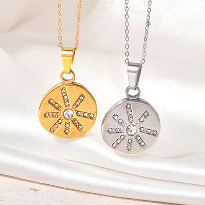 304 Stainless Steel Titanium Steel Simple Style Inlay Star Zircon Pendant Necklace