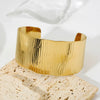 Vintage Style Roman Style Stripe Leaves Flower 304 Stainless Steel 18K Gold Plated Bangle In Bulk