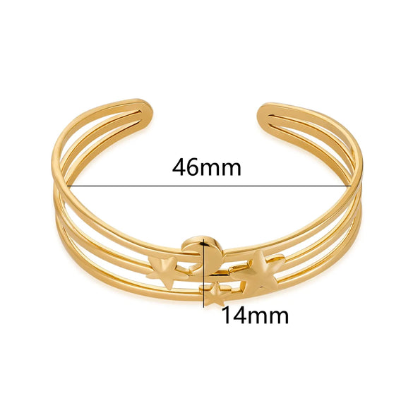 Vintage Style Roman Style Stripe Leaves Flower 304 Stainless Steel 18K Gold Plated Bangle In Bulk