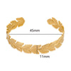Vintage Style Roman Style Stripe Leaves Flower 304 Stainless Steel 18K Gold Plated Bangle In Bulk