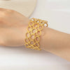 Vintage Style Roman Style Stripe Leaves Flower 304 Stainless Steel 18K Gold Plated Bangle In Bulk