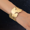 Vintage Style Roman Style Stripe Leaves Flower 304 Stainless Steel 18K Gold Plated Bangle In Bulk