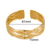 Vintage Style Roman Style Stripe Leaves Flower 304 Stainless Steel 18K Gold Plated Bangle In Bulk