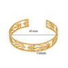Vintage Style Roman Style Stripe Leaves Flower 304 Stainless Steel 18K Gold Plated Bangle In Bulk