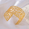 Vintage Style Roman Style Stripe Leaves Flower 304 Stainless Steel 18K Gold Plated Bangle In Bulk