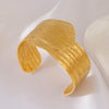 Vintage Style Roman Style Stripe Leaves Flower 304 Stainless Steel 18K Gold Plated Bangle In Bulk