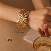 Vintage Style Roman Style Stripe Leaves Flower 304 Stainless Steel 18K Gold Plated Bangle In Bulk