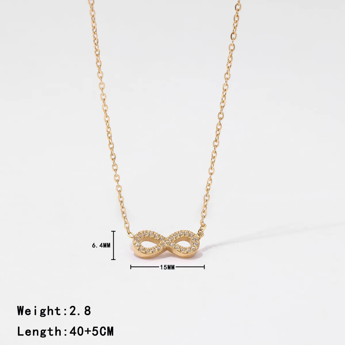 304 Stainless Steel White Gold Plated Gold Plated Casual Simple Style Inlay Infinity Artificial Diamond Pendant Necklace