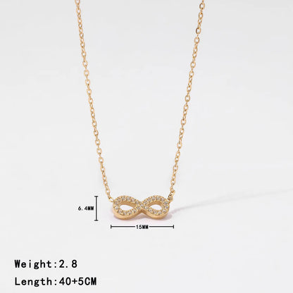 304 Stainless Steel White Gold Plated Gold Plated Casual Simple Style Inlay Infinity Artificial Diamond Pendant Necklace