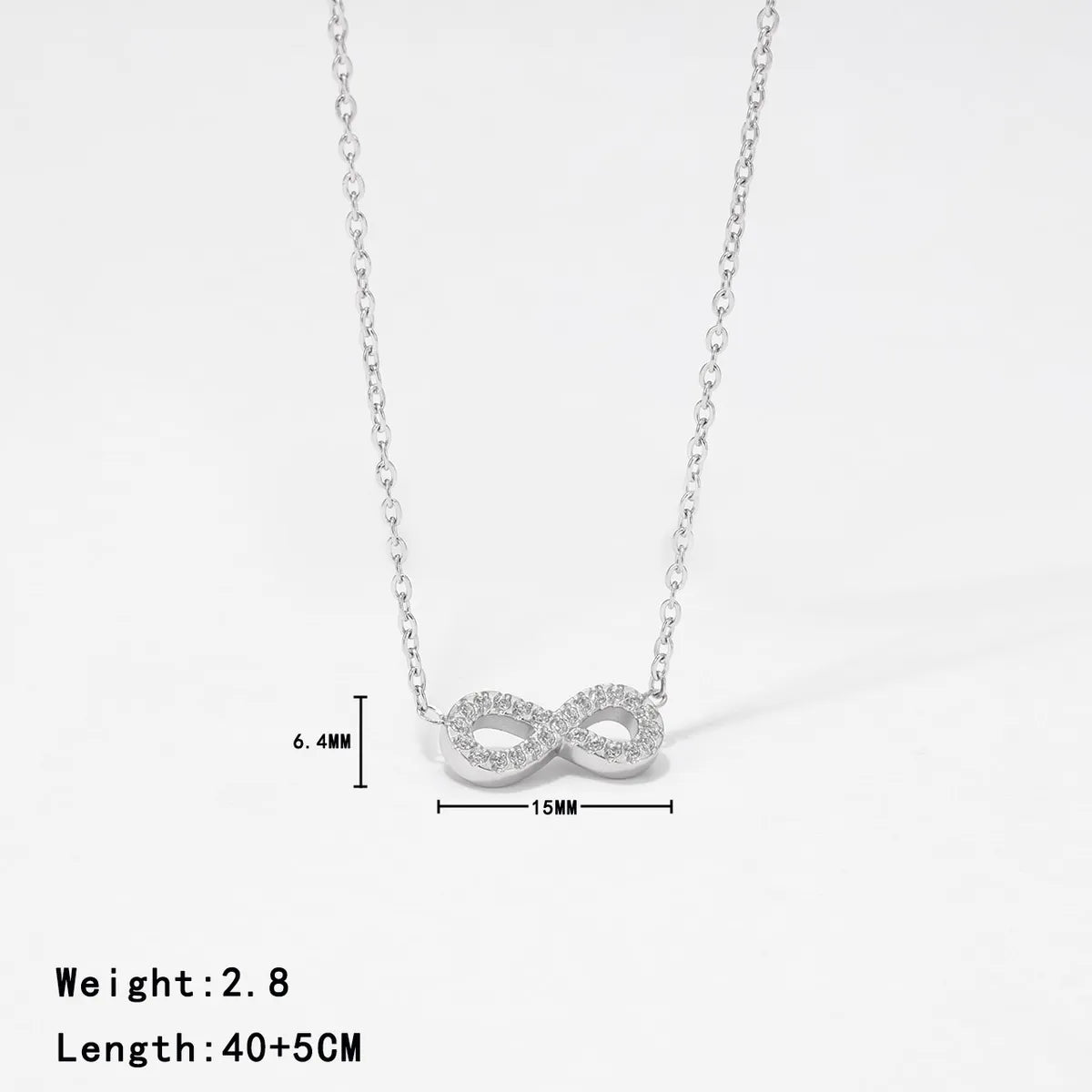 304 Stainless Steel White Gold Plated Gold Plated Casual Simple Style Inlay Infinity Artificial Diamond Pendant Necklace