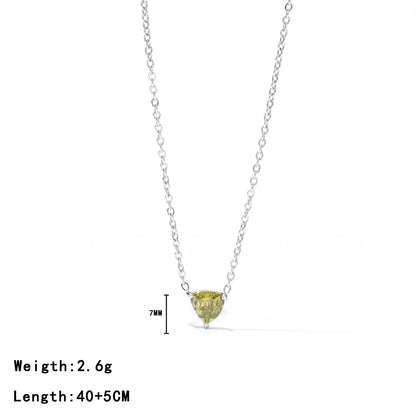 304 Stainless Steel White Gold Plated Gold Plated Elegant Sweet Plating Inlay Solid Color Zircon Pendant Necklace