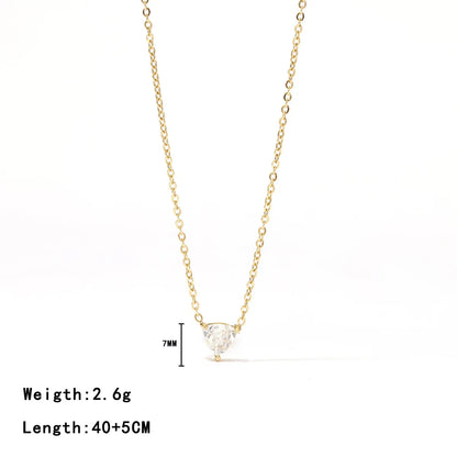 304 Stainless Steel White Gold Plated Gold Plated Elegant Sweet Plating Inlay Solid Color Zircon Pendant Necklace