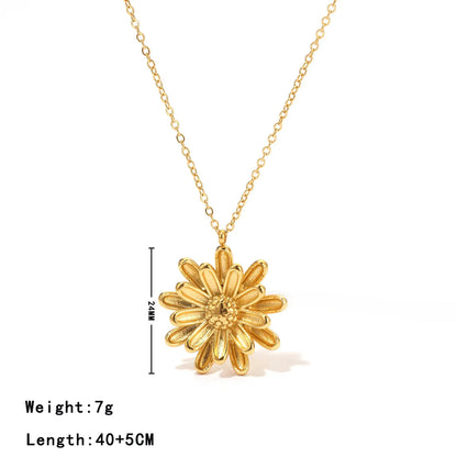 304 Stainless Steel White Gold Plated Gold Plated Modern Style Simple Style Classic Style Plating Flower Pendant Necklace