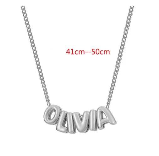 304 Stainless Steel White Gold Plated Simple Style Letter Pendant Necklace