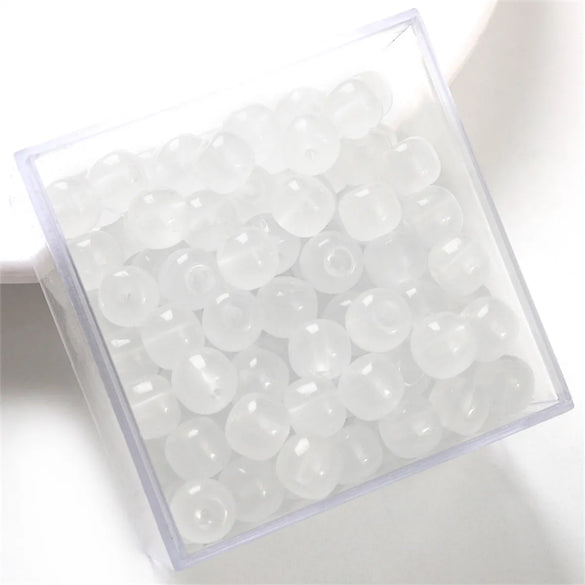 30pcs 8 * 6mm 8 * 7mm Hole 1~1.9mm Glass Solid Color Beads