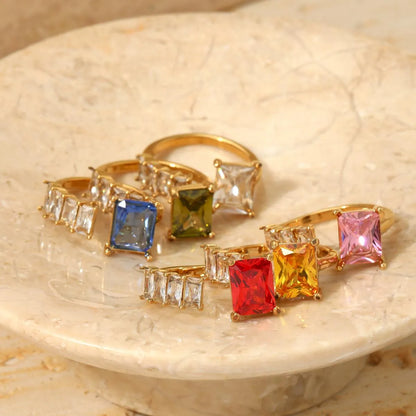 316 Stainless Steel  16K Gold Plated White Gold Plated Gold Plated Casual Plating Geometric Zircon Open Rings