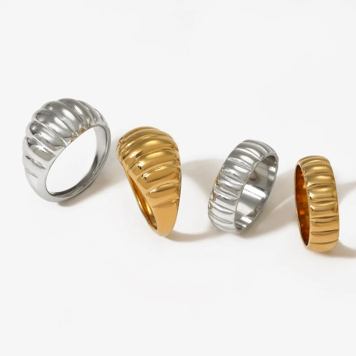 316 Stainless Steel  16K Gold Plated White Gold Plated Gold Plated Casual Plating Solid Color Rings