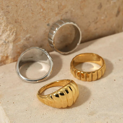 316 Stainless Steel  16K Gold Plated White Gold Plated Gold Plated Casual Plating Solid Color Rings