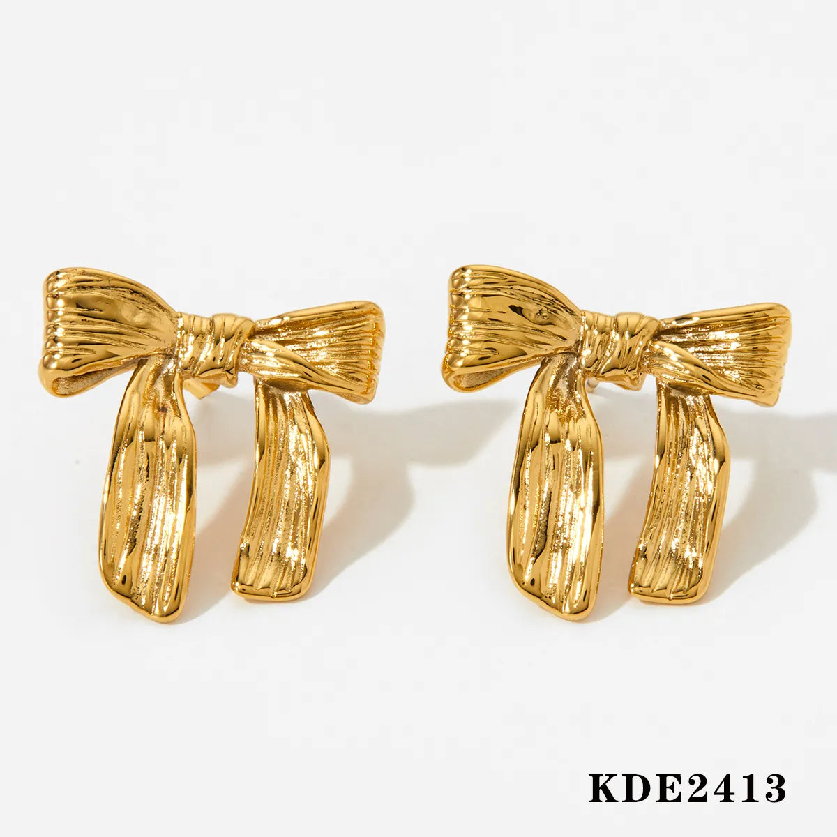 Wholesale Jewelry Simple Style Classic Style Bow Knot 316 Stainless Steel  No Inlaid 16K Gold Plated White Gold Plated Gold Plated Earrings Necklace