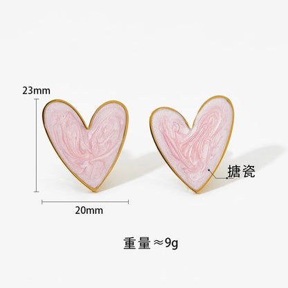 316 Stainless Steel  16K Gold Plated White Gold Plated Gold Plated Simple Style Classic Style Heart Shape Earrings Necklace